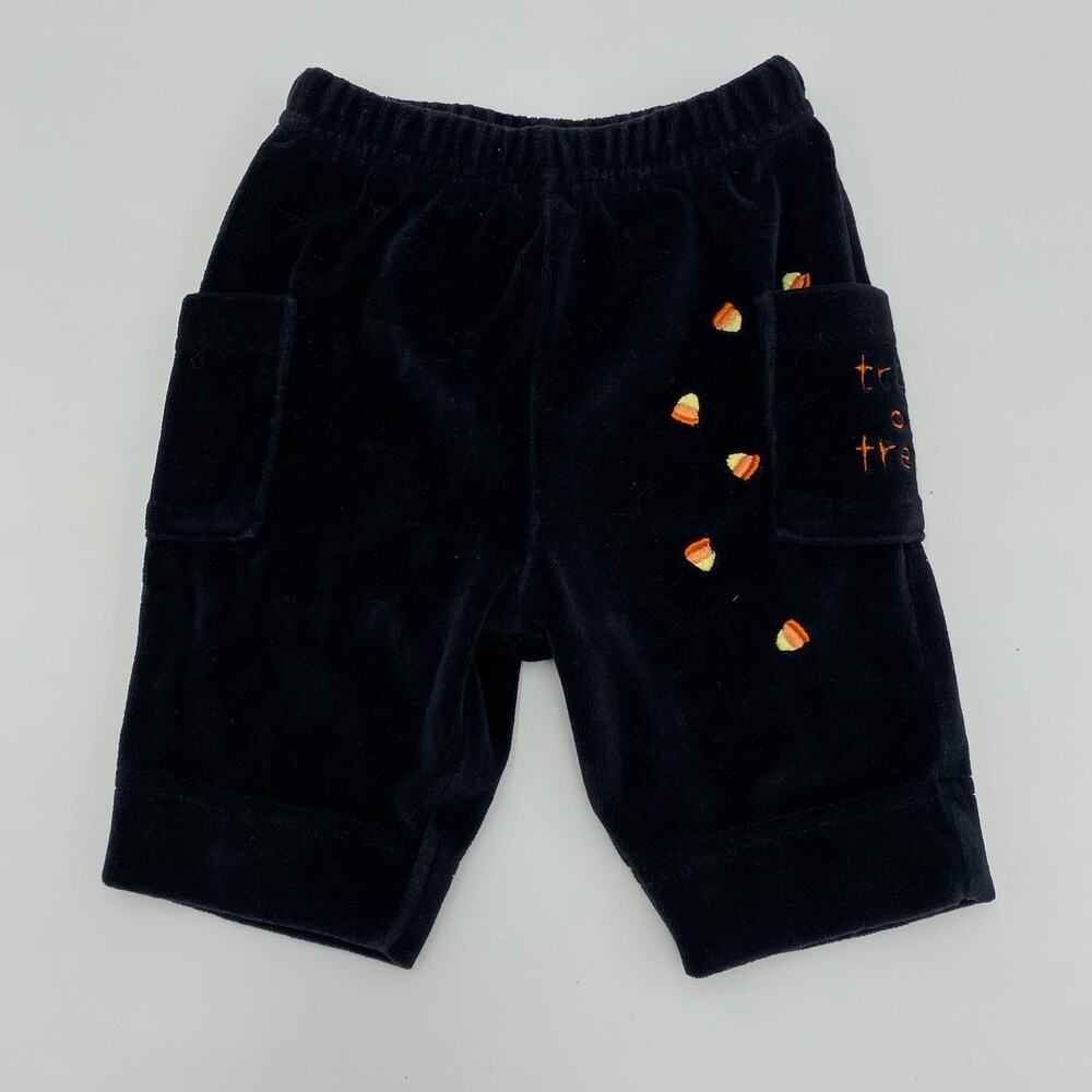 Carter's Girl's Black Velour Candy Corn Trick or Treat Pull On Pants Size 3M